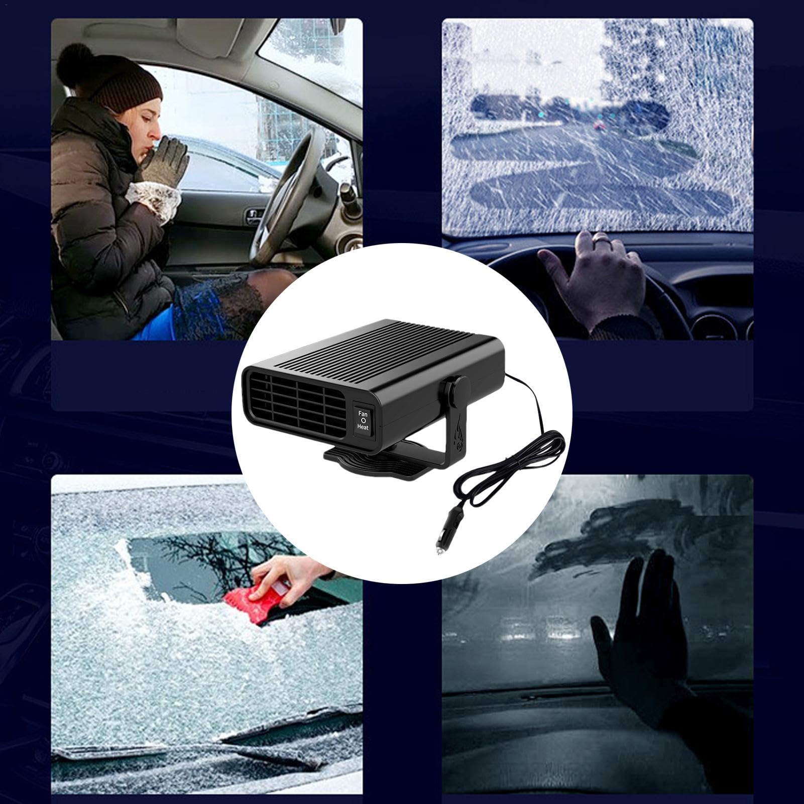 Calentadores de coche para vehículos,Calefactor de ventilador de coche - Desempañador de descongelación de calentamiento rápido 2 en 1 - Calentadores para vehículos Calentador de coche Diseño intelige