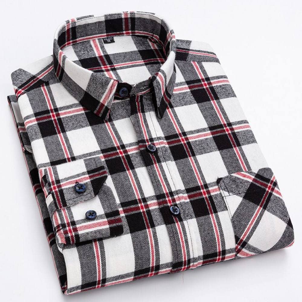 IIK Camicia in Cotone A Maniche Lunghe da Uomo,Camicia Casual da Uomo A Maniche Lunghe, Camicia Casual da Uomo in Flanella Scozzese A Maniche Lunghe Camicia Casual da Uomo Camicia Scozzese da Lavor