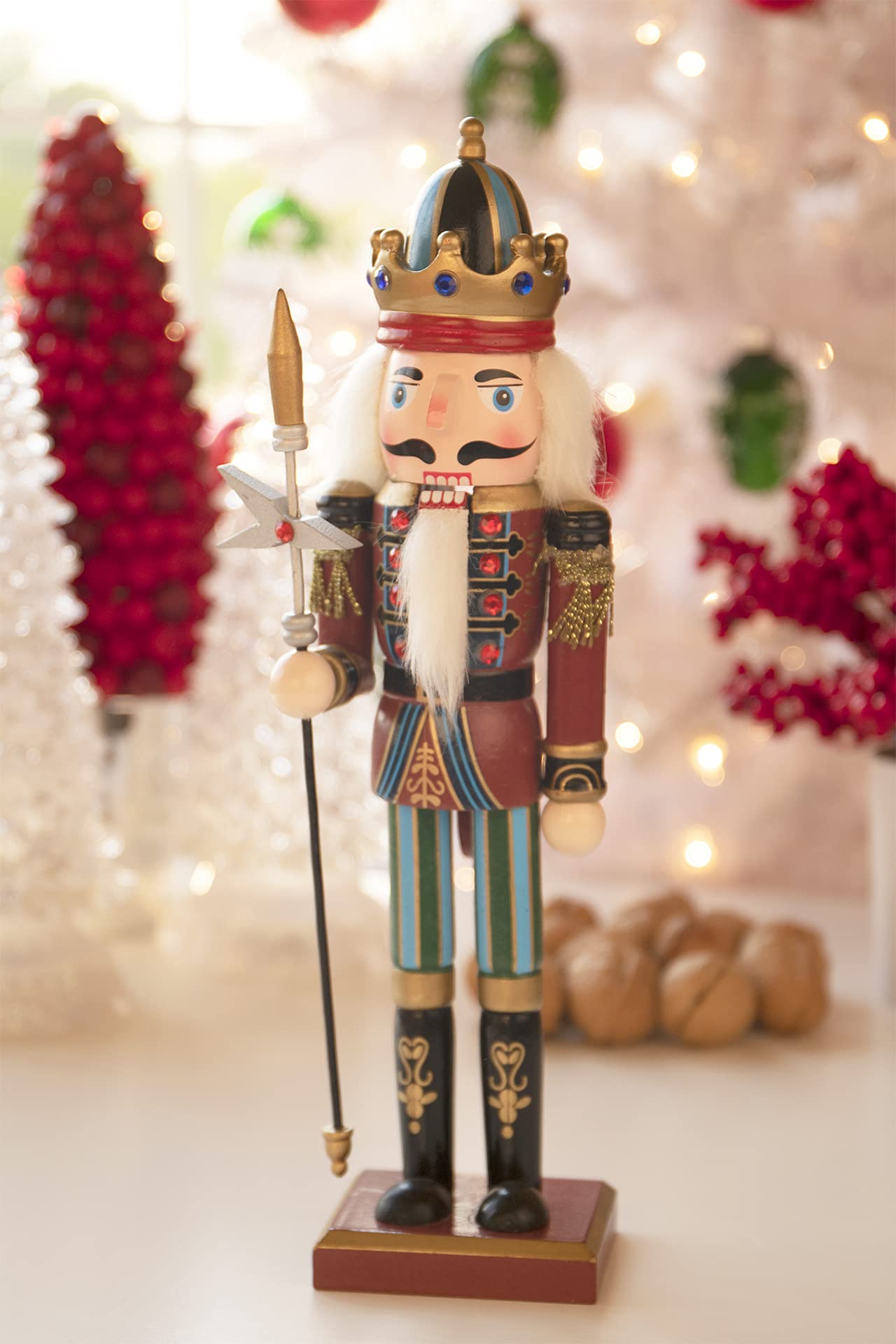 Hailerio Casse-Noisette En Bois, Soldat Casse-Noisette Noel Bleu