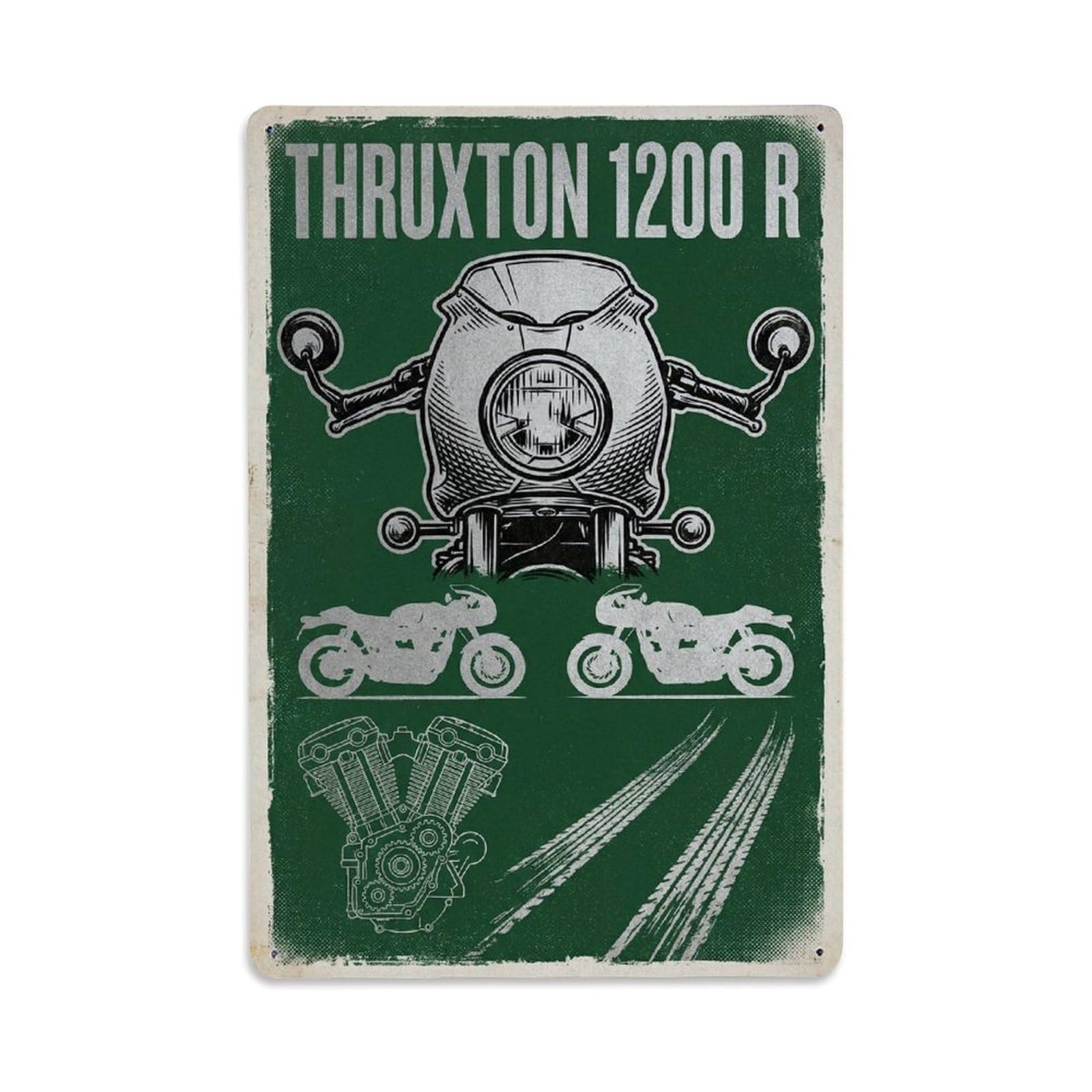 Thruxton 1200 R Roadster Motorcycle Racing Culture Vintage Metal Tin Sign Plaque Wall Decor for Cafe, Man Cave, Club Bar, Office, Home Garden Round Metal Poster 8x12Inch