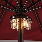 Patio Umbrella Light with LED Edison Bulbs, Battery Operation Cordless-Outdoor Umbrella Pole Lights with 2 Lighting Modes for Garden,Patio, Backyard, Camping or BBQ - Brown(1 Pack)