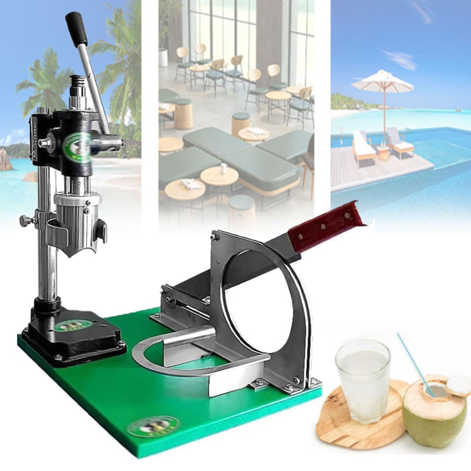 Oiyekntd Manual Coconut Hole Opening Machine, Stainless Steel Portable Vertical Coconut Opener Tool, for Fresh Coconut Home and Commercial Use 1Handle