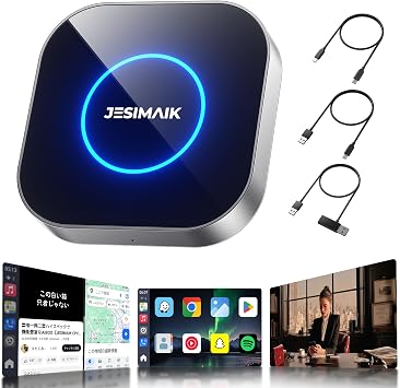 JESIMAIK CarPlay AI Box UHDlite In-Car Video Viewing Possible CarPlay/Android Auto Equipped Android 13.0 Adapter Screen Custom Split App Installation SIM/TF Card Slot 512GB Expansion 4G LITE