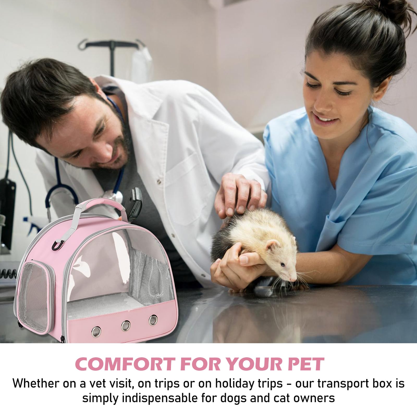 Kleine Haustier-Tragetasche, Kleintier Tragetasche, Transportbox für Katze Mit Seitlicher Öffnung, Meerschweinchen-Tragetasche, Faltbare Transportbox, Hundetransportbox für Kätzchen Welpen Vögel