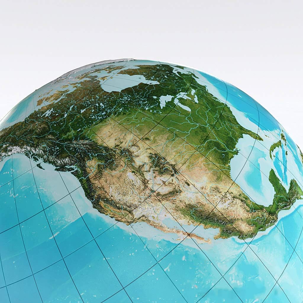 Raised Relief Globe of The Earth 54 Inch Diameter