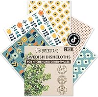 Vista 23 de SUPERSCANDI Paquete de 5 paños de cocina suecos para cocina, 100% biodegradables y compostables, reutilizables, lavables, seguros para alimentos