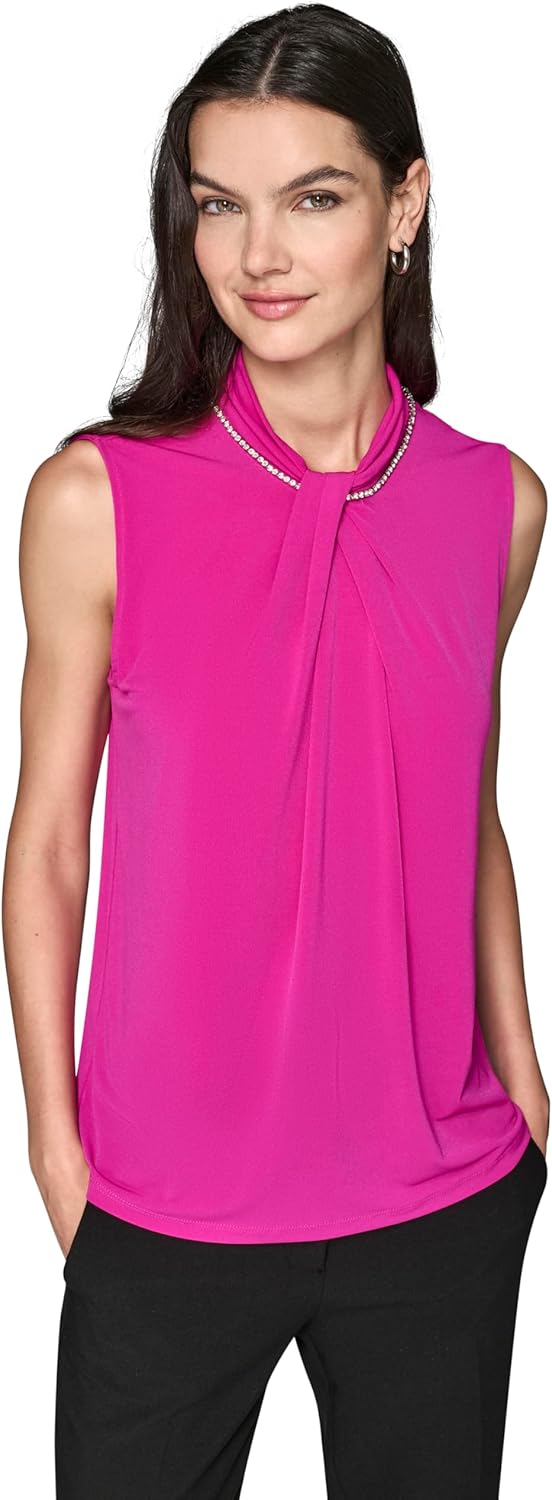 Karl Lagerfeld Womens Sleeveless Novelty Blouse