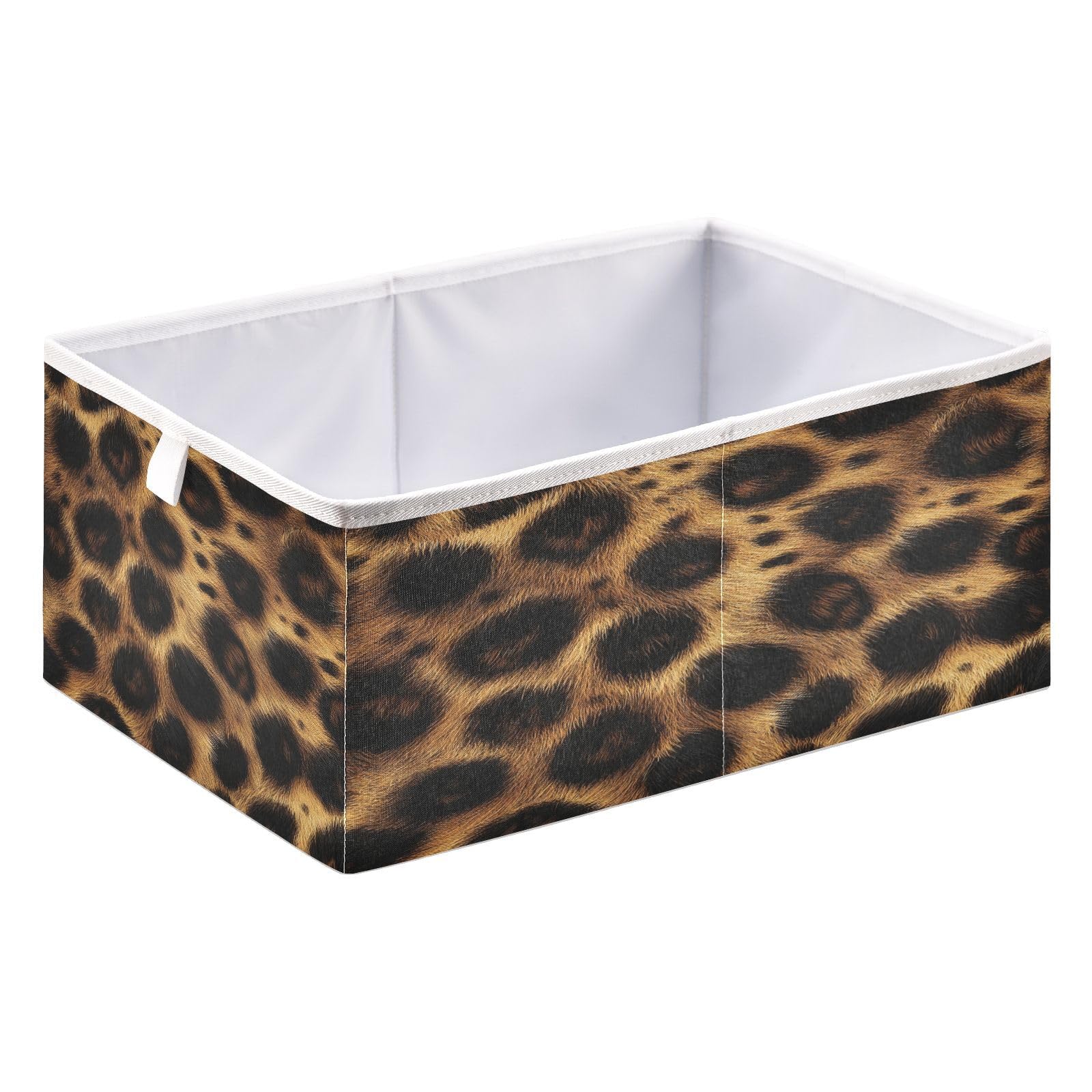 Jumbear A Leopard Skin Print Storage Bin,Foldable Storage Basket Toy Storage Box For Home Organizing Shelf Closet Bins,40X27x17 Cm