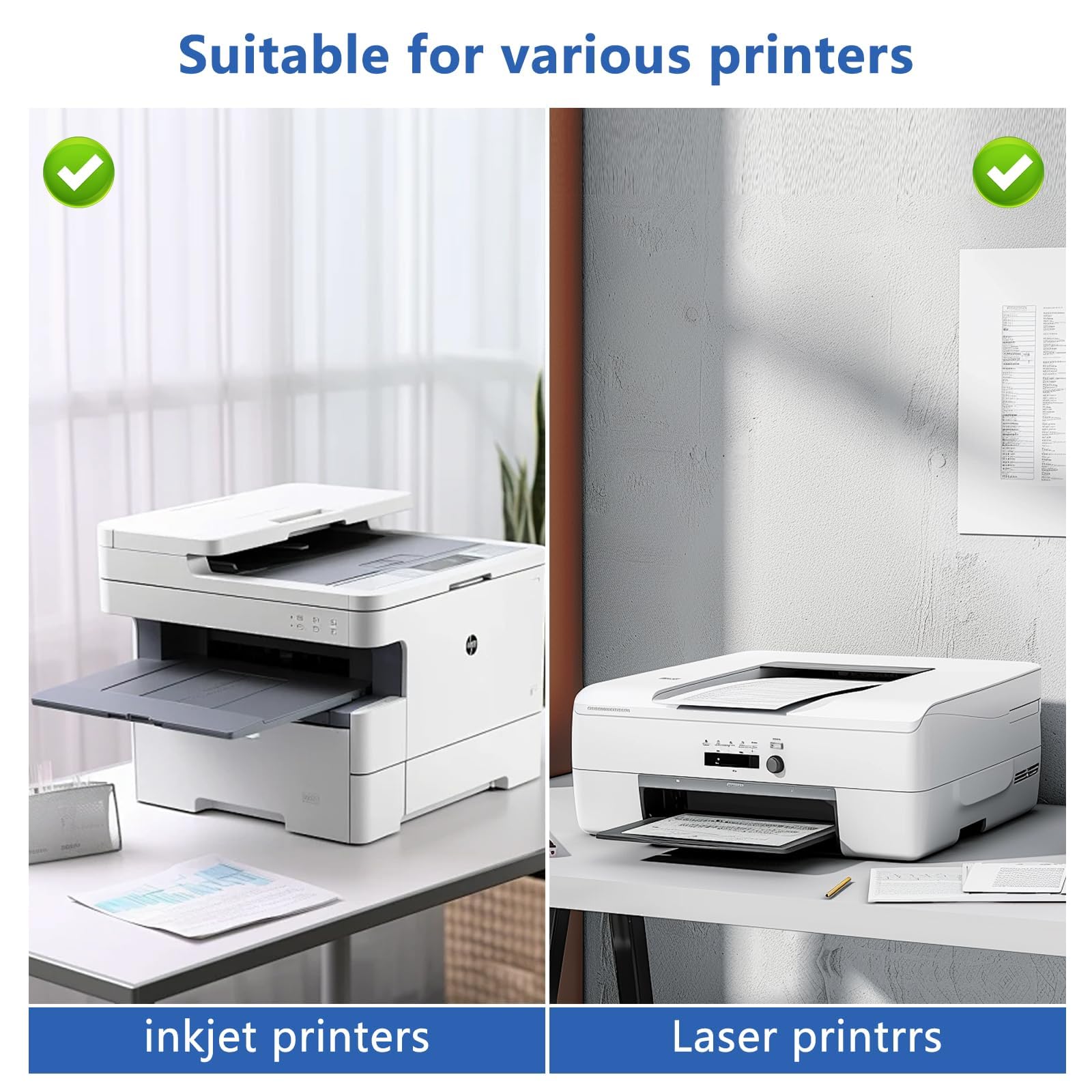 Carta Adesiva Stampabile Trasparente 30 Fogli A4 21x29,7 cm per Stampante Laser e Getto d'Inchiostro