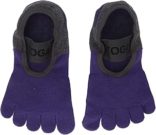 Ozgkee 1 par de meias de ioga para mulheres, meias de pilates de alta elasticidade com aderência, meias femininas antiderrapantes de cinco dedos para ioga, pilates, fitness, balé, dança, treino