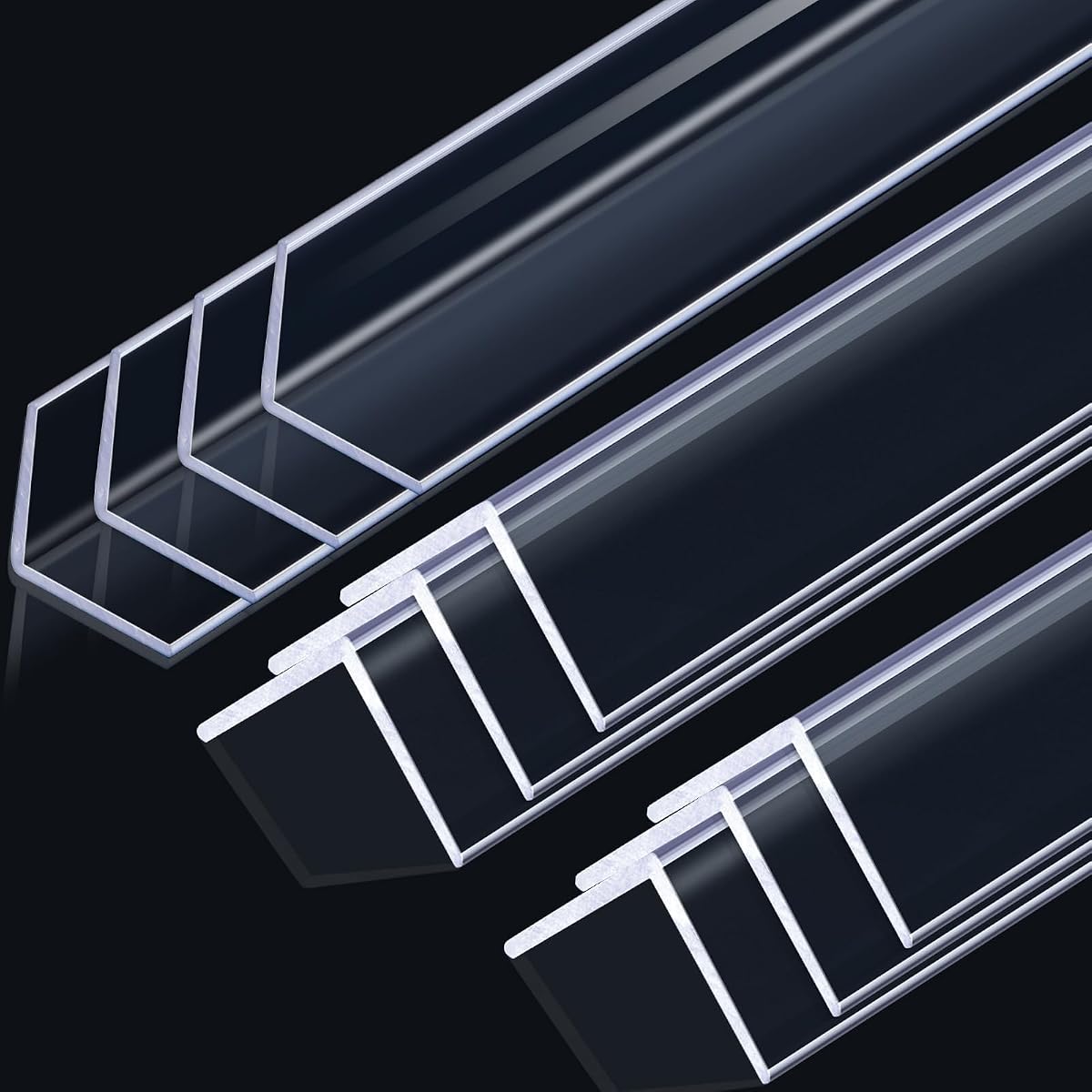10 Pcs Wall Corner Guard, 3/4 X 48 Inches, Clear, Vinyl | Prevent Scratches on Wall Corners Doors Furniture Cabinets, Corner Protectors Easy Install, Clear Finish for Edge Protection