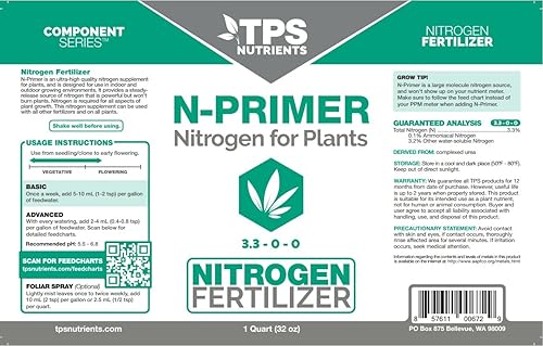 Miniatura 10 de N-Primer Suplemento de nitrógeno para un rápido crecimiento vegetativo, promueve las hojas de color verde oscuro por TPS Nutrients, galón (128 onzas)