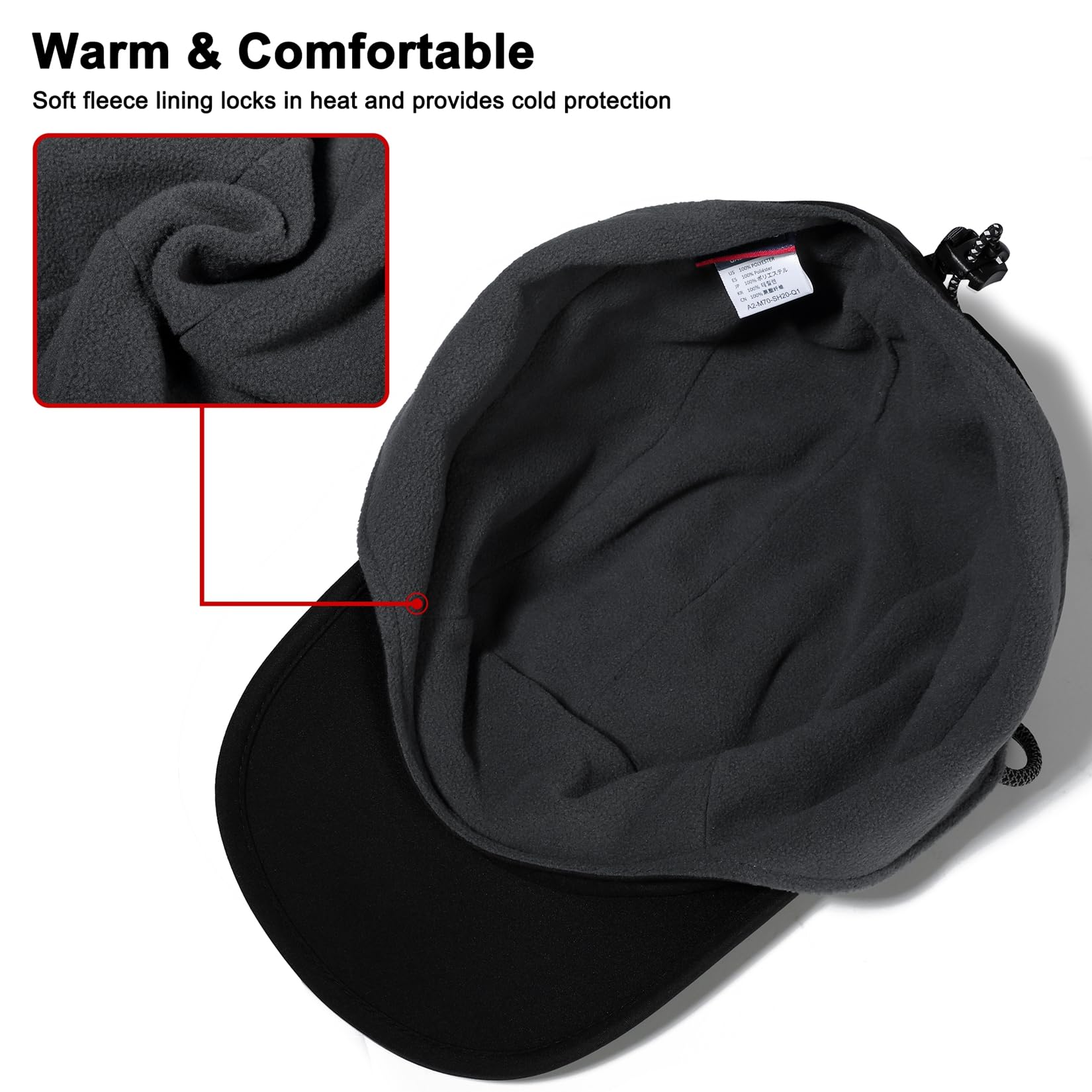 GADIEMKENSD Chapeaux d'hiver imperméables pour Hommes avec Oreillettes, Chapeau de Trappeur doublé en Polaire Chaud pour Temps Froid