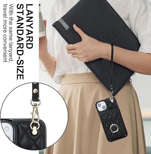 Miniatura 7 de Asuwish Funda de teléfono para iPhone 13 Mini de 5.4 pulgadas con protector de pantalla de vidrio templado, anillo con bloqueo RFID, tarjetero para