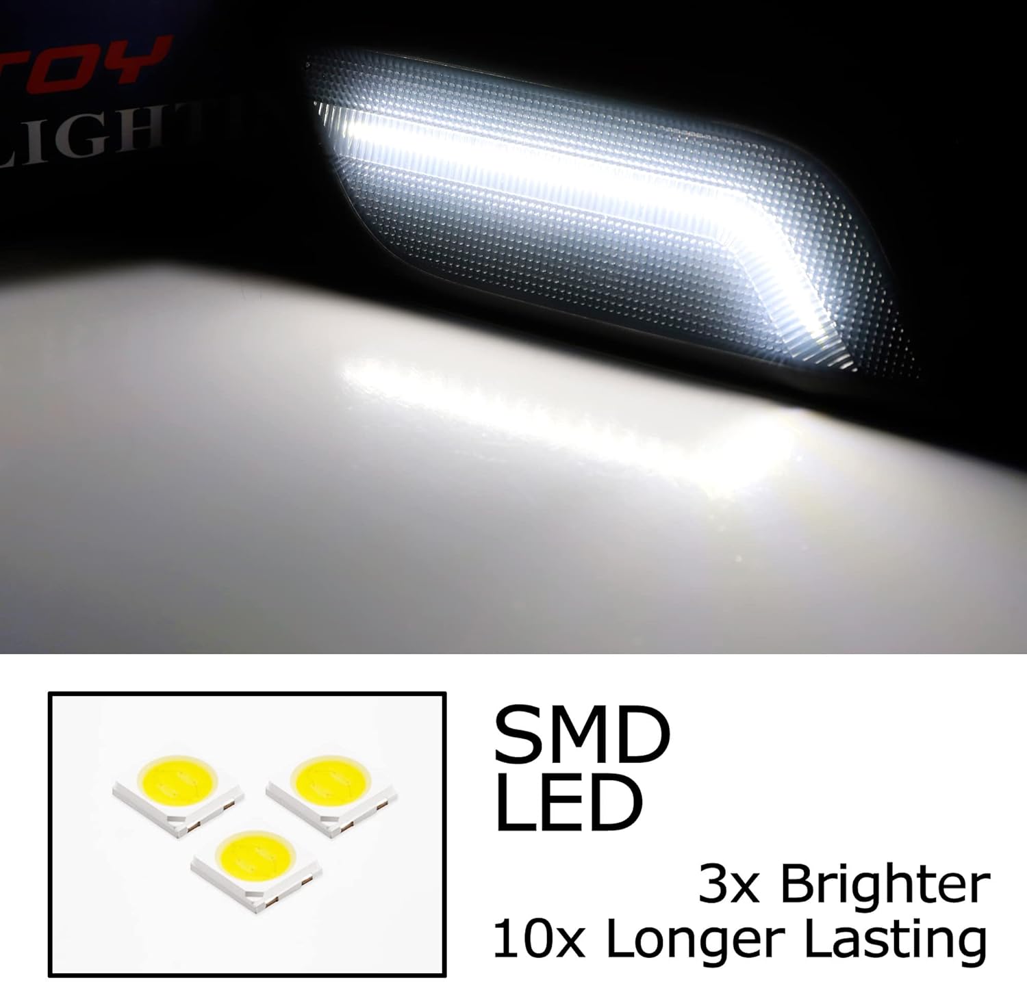 iJDMTOY Smoked Lens White Full LED Strip Front Bumper Side Marker Lights Compatible with 2010-2013 Mercedes W207 E-Class 2-Door Coupe/Convertible, Powered by SMD LED, Replace OEM Amber Sidemarkers