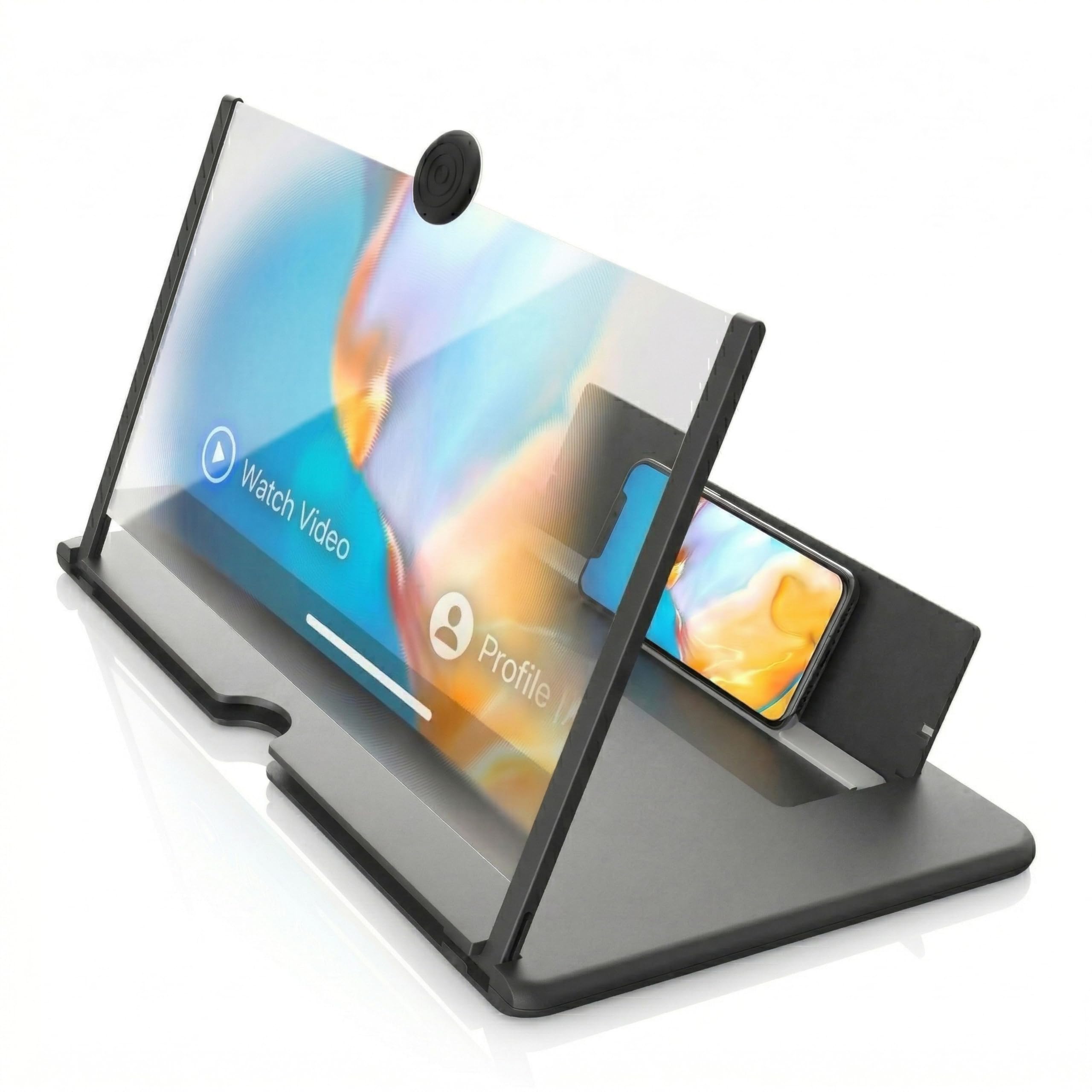 12 Inch 3D Mobile Screen Magnifier, HD Smartphone Video Amplifier with Foldable Stand, Portable Screen Enlarger Bracket for Movies, Gaming & Streaming, Black-picture-12