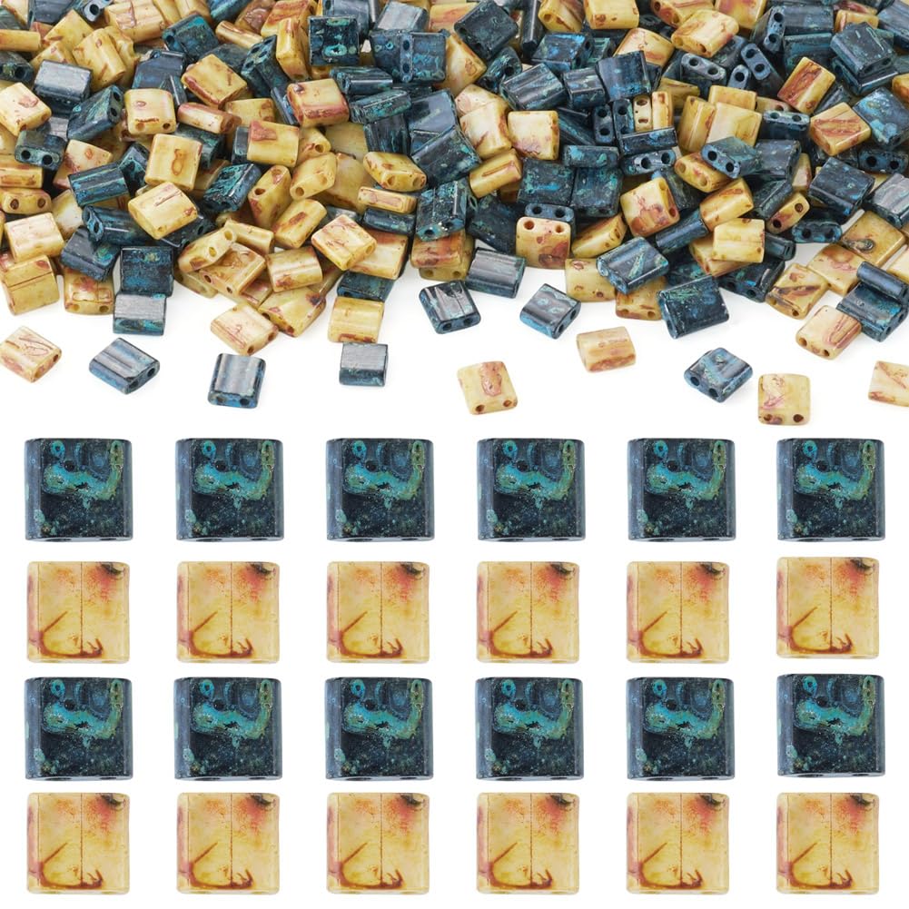 Perles de rocaille carrées en verre 2 trous pour vos ateliers bracelets et bijoux fait main 50g