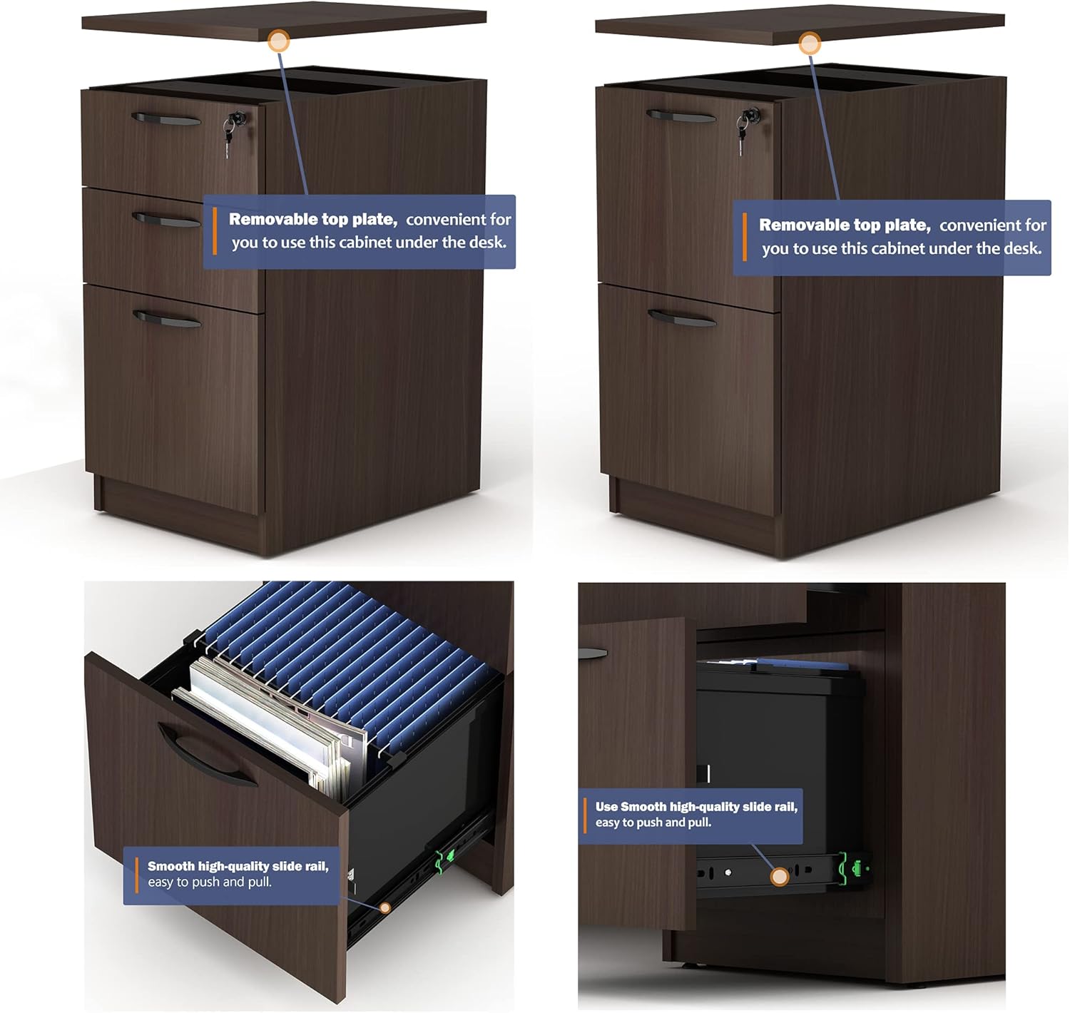 GINO Collection, 67" W L Shape Executive Office Desk with Two File Cabint - Right Return