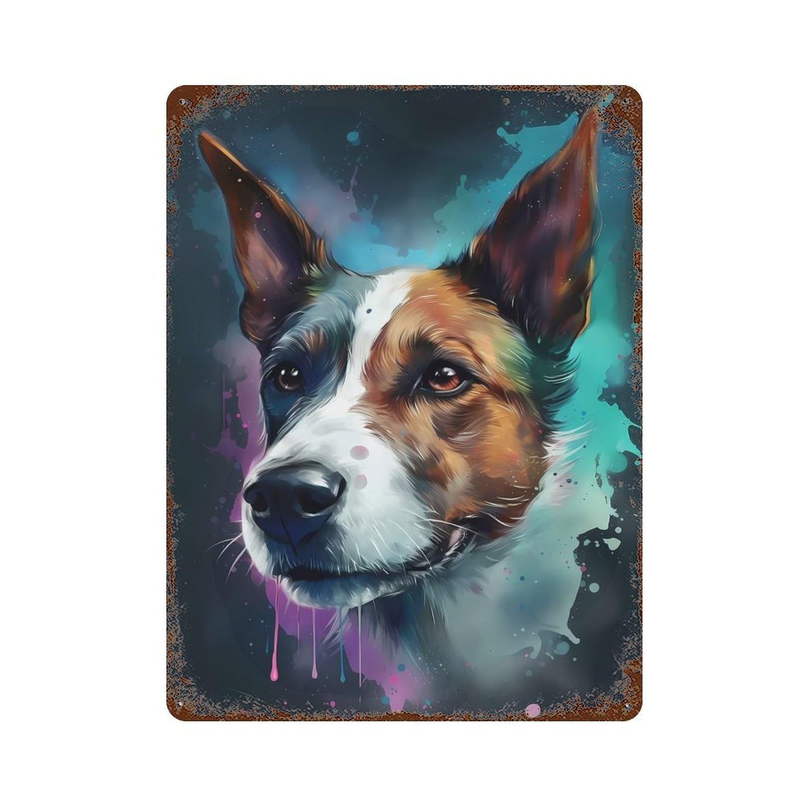 Jack Russell Terrier Dog Retro Metal Sign 15.7"x11.8", for Pub, Kitchen And Man Cave Decor, Industrial Home Decor