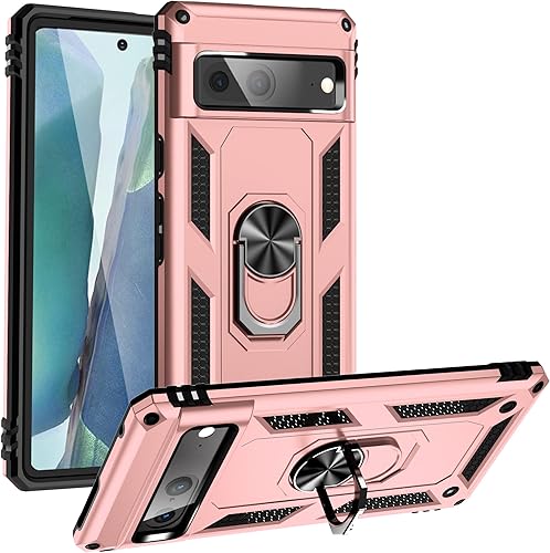 Vista 17 de Korecase Funda para teléfono para Google Pixel 6 Pro de servicio pesado resistente de cuerpo completo a prueba de golpes con anillo para dedo