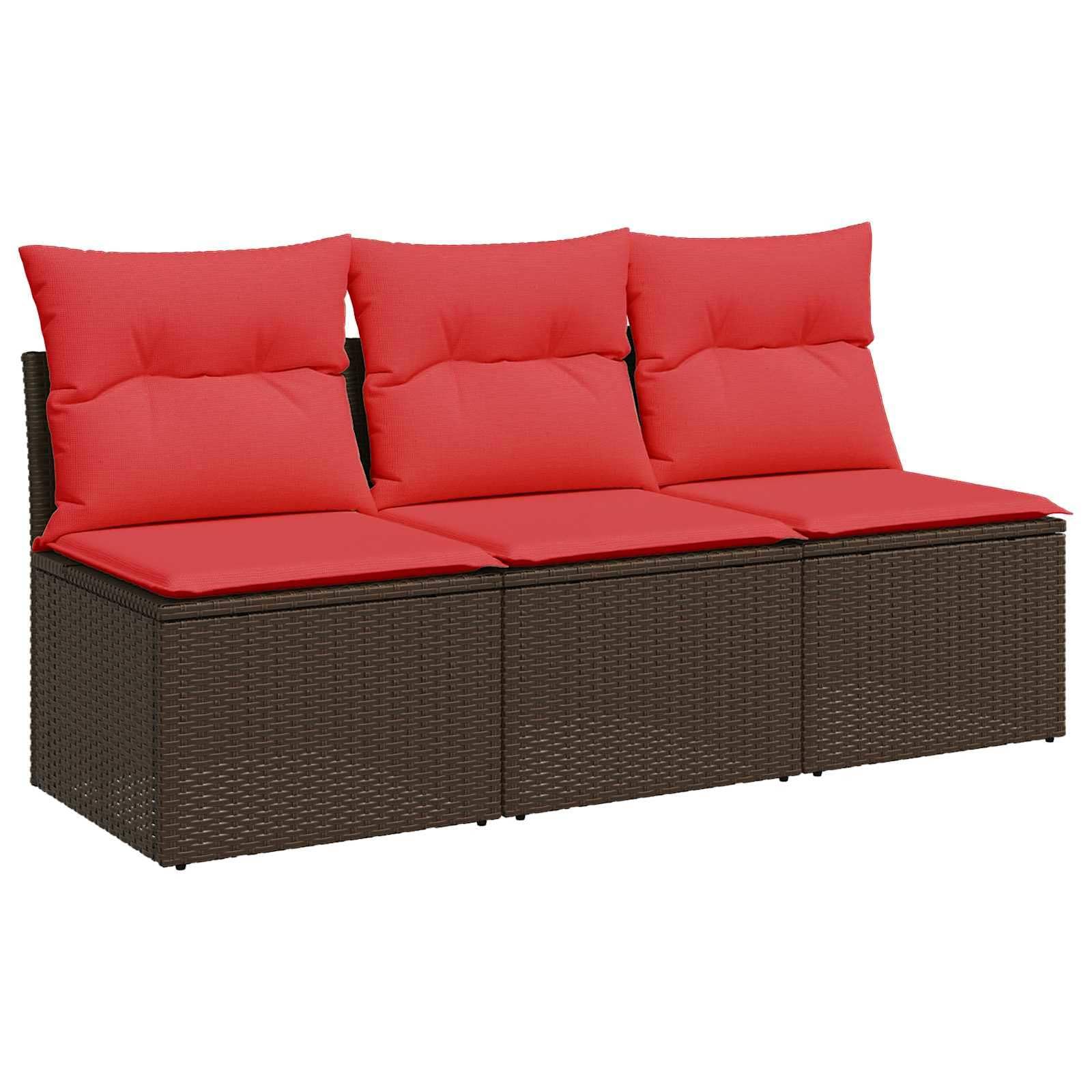 Sofá de jardín de 3 plazas de ratán sintético marrón con espacio de almacenamiento y bolsa impermeable, cómodo sofá de poliratán, fundas extraíbles, construcción modular