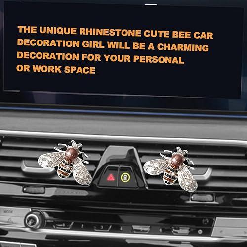Miniatura 5 de 2 clips de ventilación de abeja brillantes, clip de ventilación para difusor de automóvil, decoración interior de automóvil con diamantes de