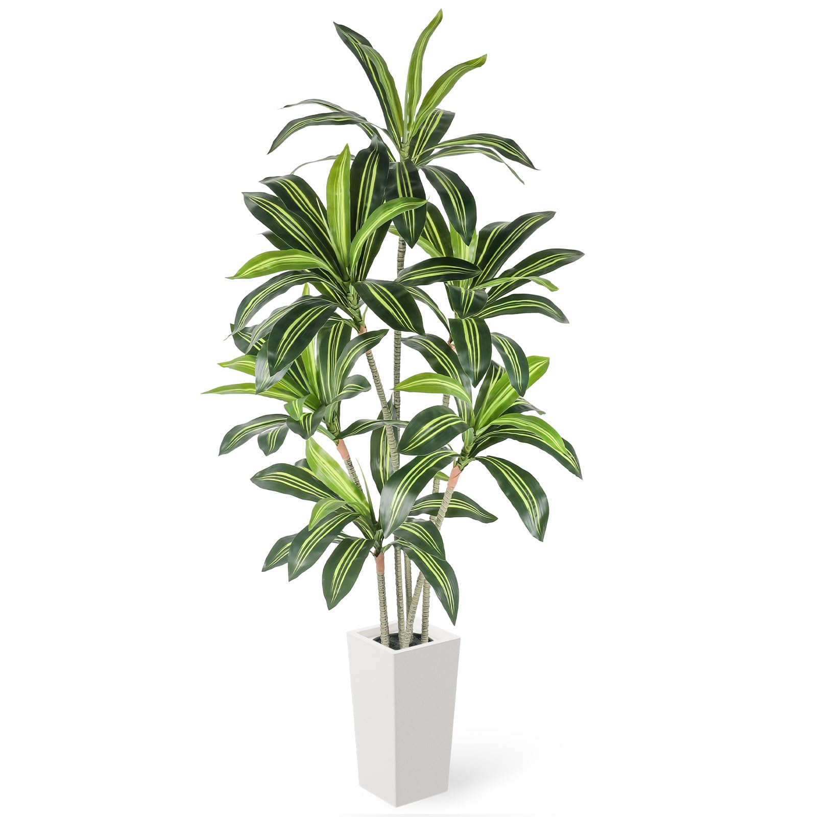 YOLEO Kunstpflane Drachenbaum 180cm, Künstliche Pflanzen Groß, mit weißem Topf, Kunstbaum, Plastike Pflanze, Realistische Dracaena für Wohnzimmer, Büro, Garten, Indoor Dekor, Housewarming Geschenk