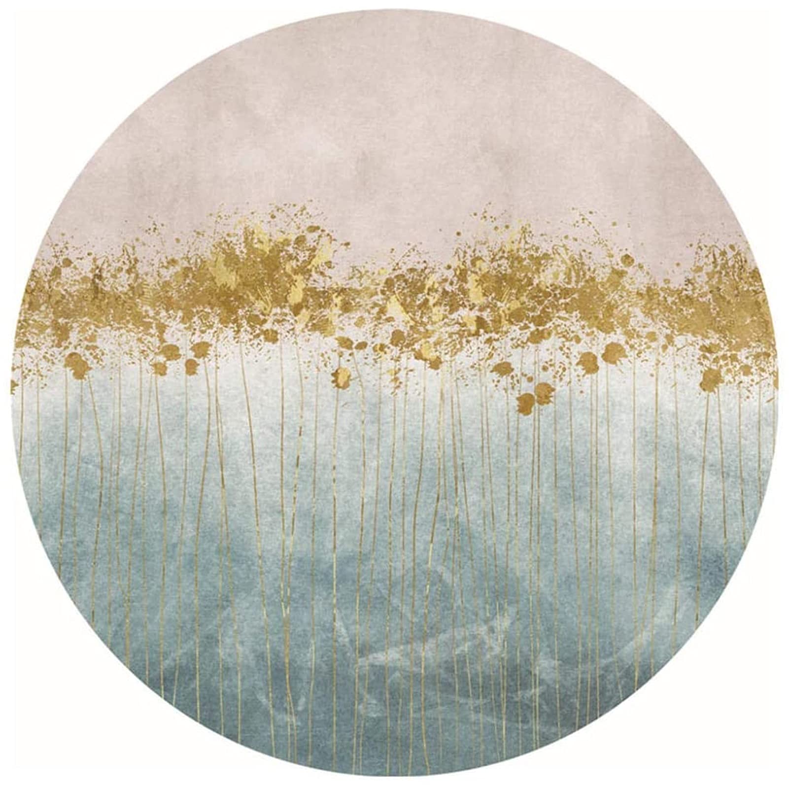 Tapis rond salon rose et bleu 140 cm à poils courts pour chambre