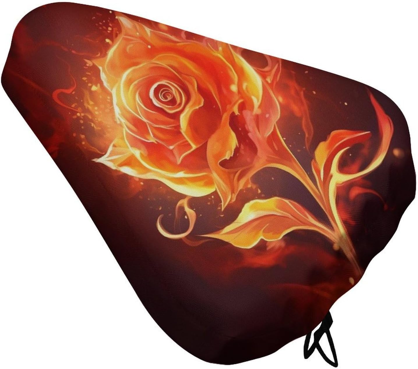 Flame Rose Bike Seat Cover Water-Repellent Exercise Bike Seat Cushion Bicycle Saddle Cover with Drawstring Rain Snow Dust Covers for City Mountain Road Biking