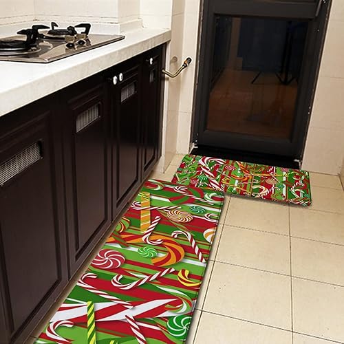 Miniatura 7 de Juego de alfombras y tapetes de cocina con lunares rojos y blancos pequeños, antifatiga, alfombra de cocina, antideslizante, para interiores y