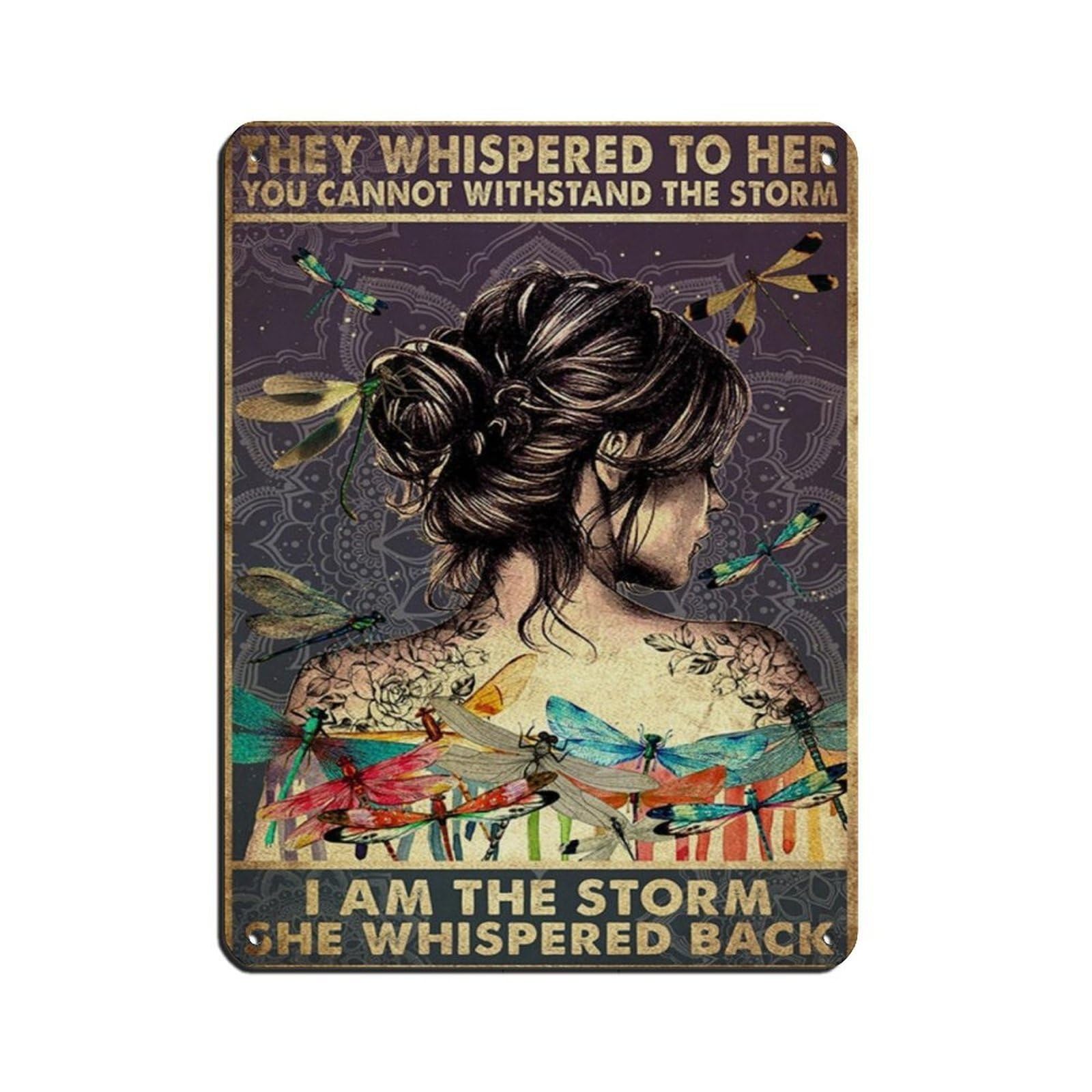 I Am The Storm Dragonfly Mandala Retro Poster Metal Tin Sign Chic Art Retro Iron Painting Bar People Cave Cafe Family Garage Poster Wall Decoration 12x16inch(30x40cm)