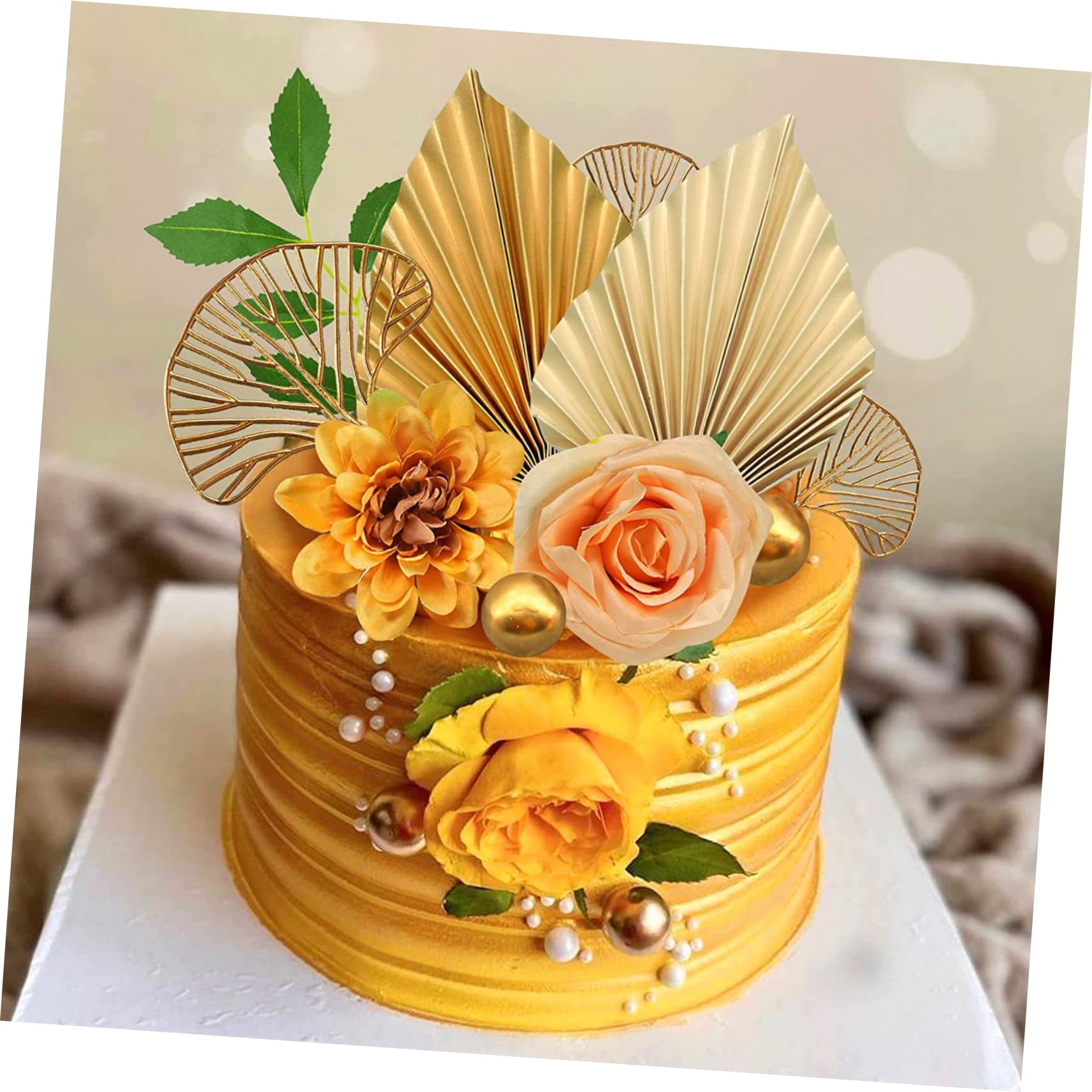 MAGICLULU 5 Ensembles Décoration De Gâteau Fondant Rouge Décor De Mariage Chapeau Melon Doré Décorations De Cérémonie De Mariage Ornements De Gâteau De De Bébé Golden Papier