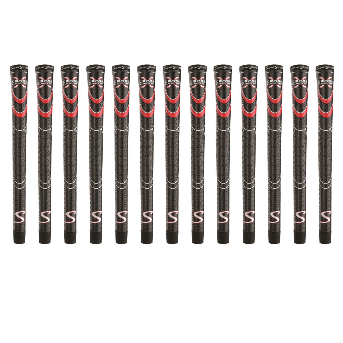 Super Stroke Cross Comfort Black/Red Midsize 13 Piece Golf Grip Bundle