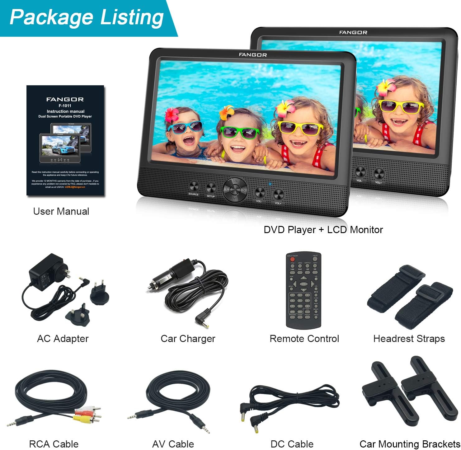 80% Off Discount FANGOR 10.5 Dual DVD Player for Car Portable Headrest Video Players with 2 Mounting Brackets, 5 Hours Rechargeable Battery, Last Memory, USB/SD Card Reader, AV Out&in ( 1 Player + 1 Screen ) Get Special Price FANGOR 10.5 Dual DVD Player for Car Portable Headrest Video Players with 2 Mounting Brackets, 5 Hours Rechargeable Battery, Last Memory, USB/SD Card Reader, AV Out&in ( 1 Player + 1 Screen )