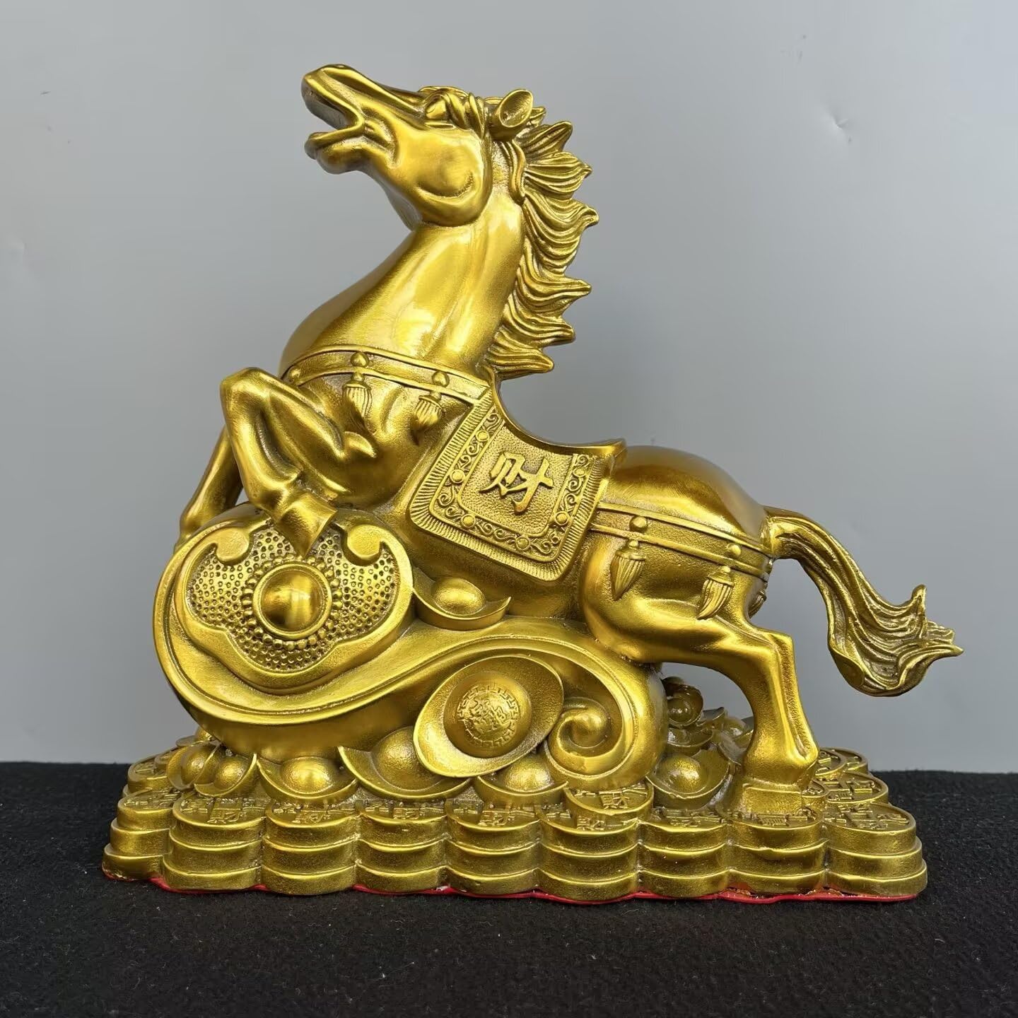 Dytartzx Pure Copper Horse Statue Feng Shui Success Horse Figurine Home Office Decor Wealth Luck Sculpture