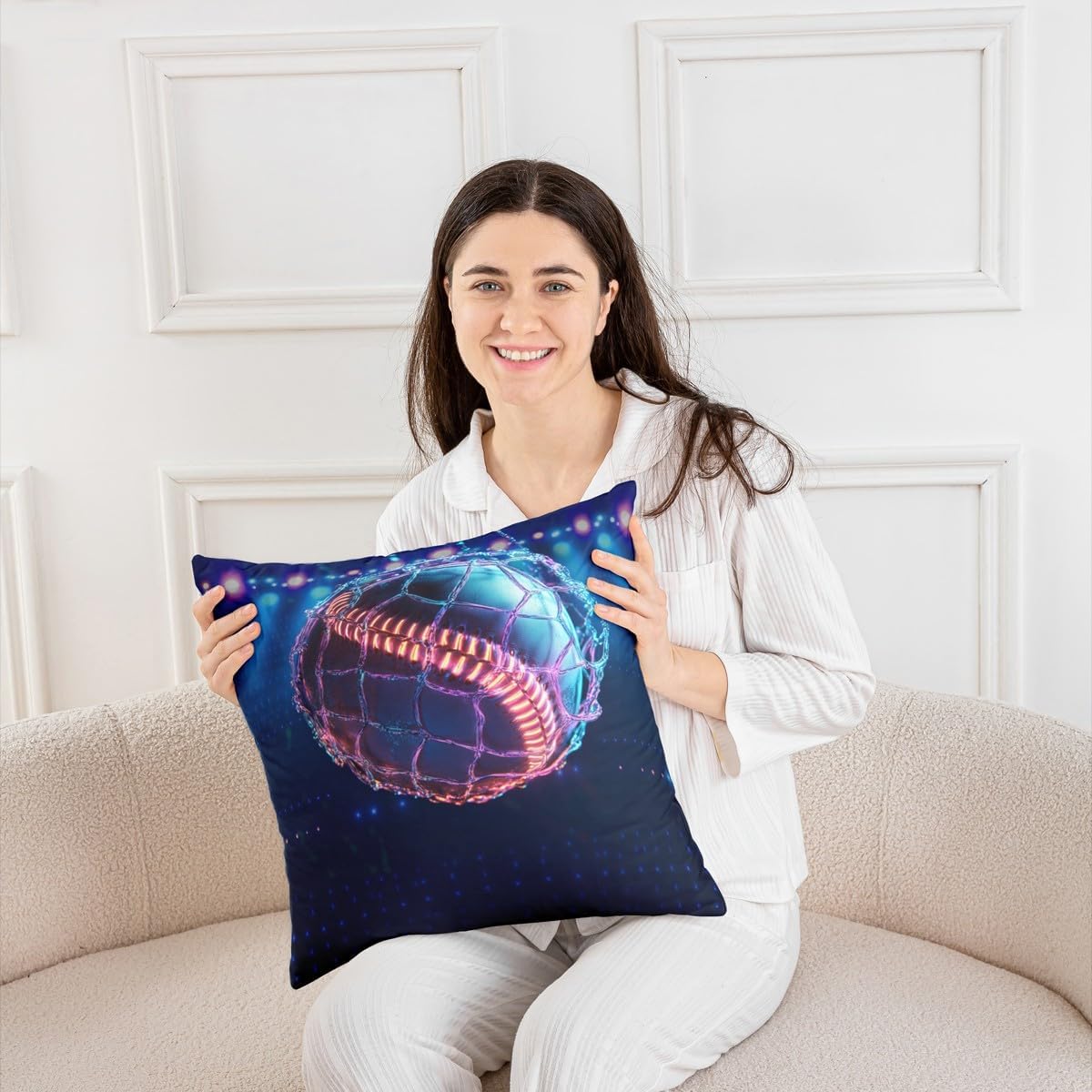 jejeloiu 3D Baseball Throw Pillow Covers Set of 2 Gaming Sports Cushion Case Baseball Gaming Decor Pillowcase Sports Themed Indoor Outdoor Super Soft 16 x 16-Inch image 5
