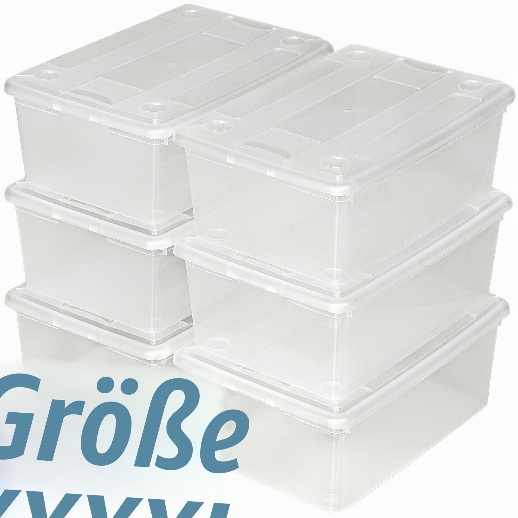tectake Schuhbox mit Deckel stapelbar transparent Aufbewahrungsbox | 33x23x12cm | - Diverse Mengen - (4X 6er Set | Nr. 402006)