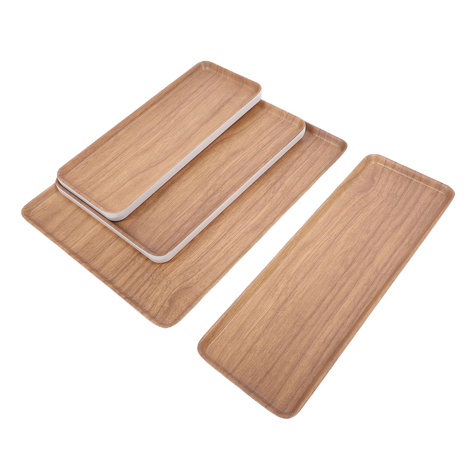 Vassoio da Portata in Melammina Antiscivolo, Piatto Rettangolare con Venature del Legno, Bordi Lisci Moderni, Leggero, Robusto, Facile da Pulire, Ideale per L'uso Domestico