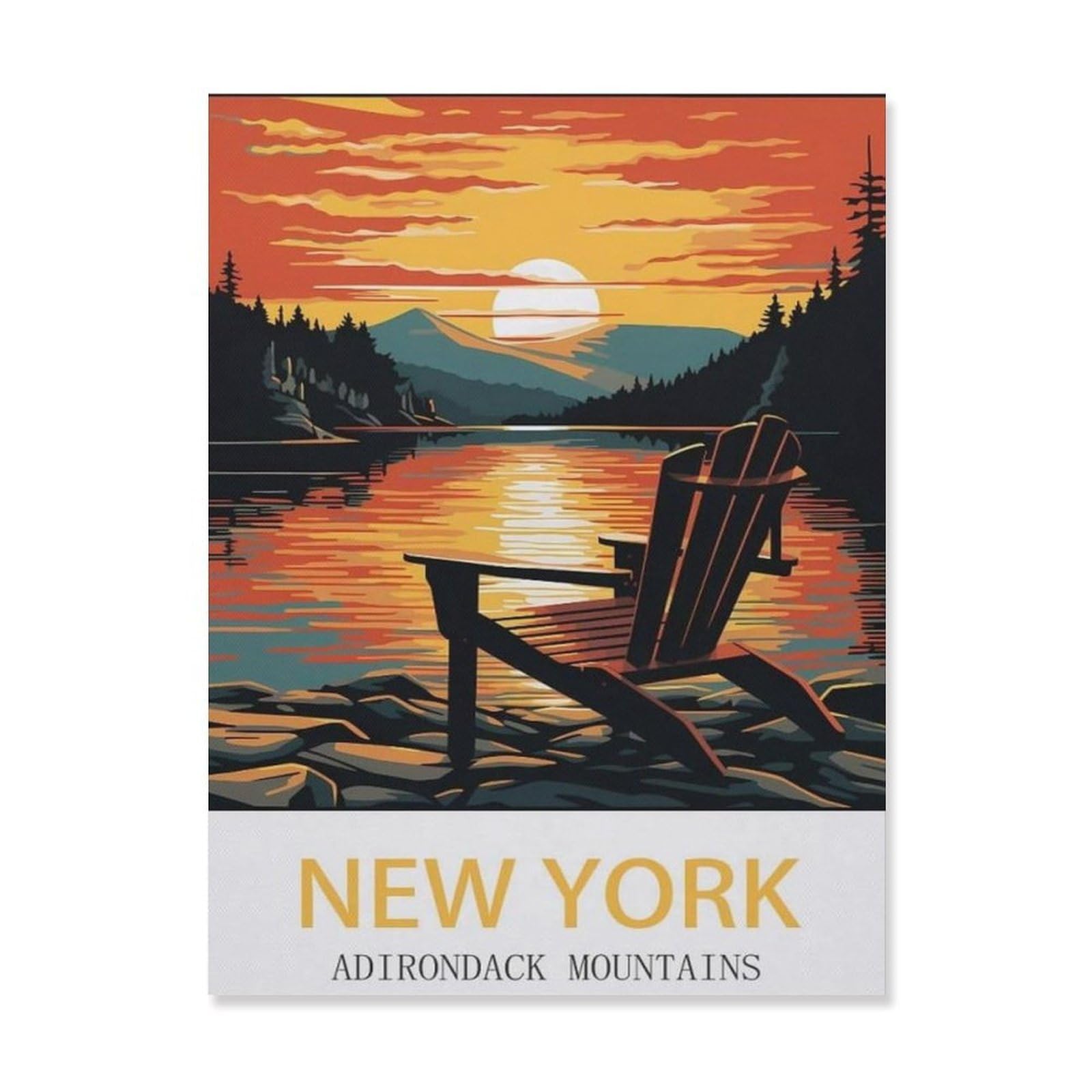 Tin Sign，Adirondack Mountains New York，Father's Day Gift Home Pub Outdoor Funny Retro Vintage Garden Bar Wall Plaque Man Cave Memorabilia(30x40cm）12x16 inch-EF22