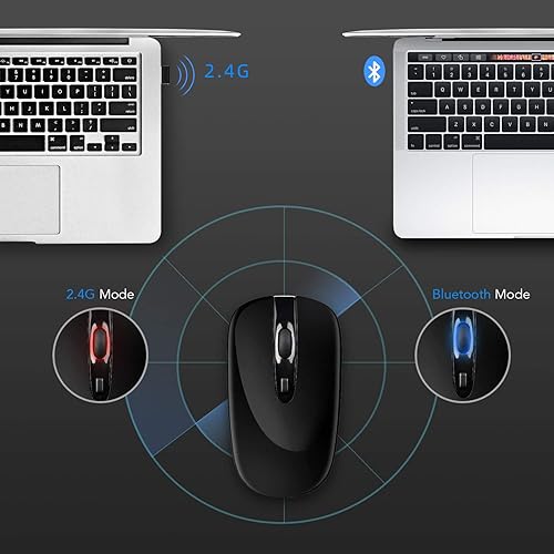 Miniatura 2 de Cimetech - Mouse inalámbrico recargable de 24GHz mouse óptico inalámbrico para computadora portátil silencioso delgado con nano receptor USB Paquete