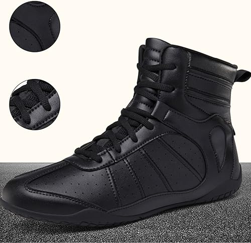 Miniatura 3 de Zivopah Zapatos de lucha libre para hombre, ligeros, transpirables, zapatos de entrenamiento de cuero para adultos