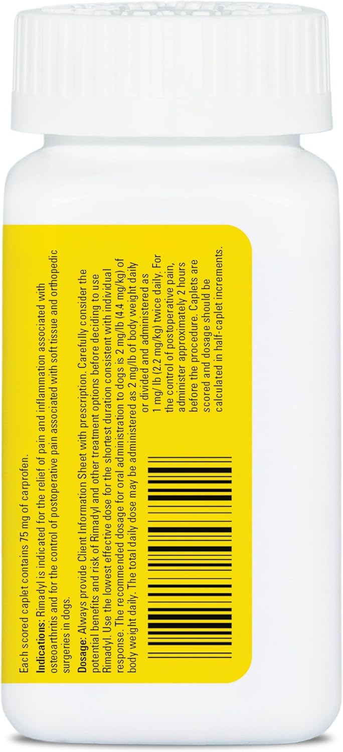 Rimadyl (carprofen) for Dogs, 75 mg, 60 Caplets