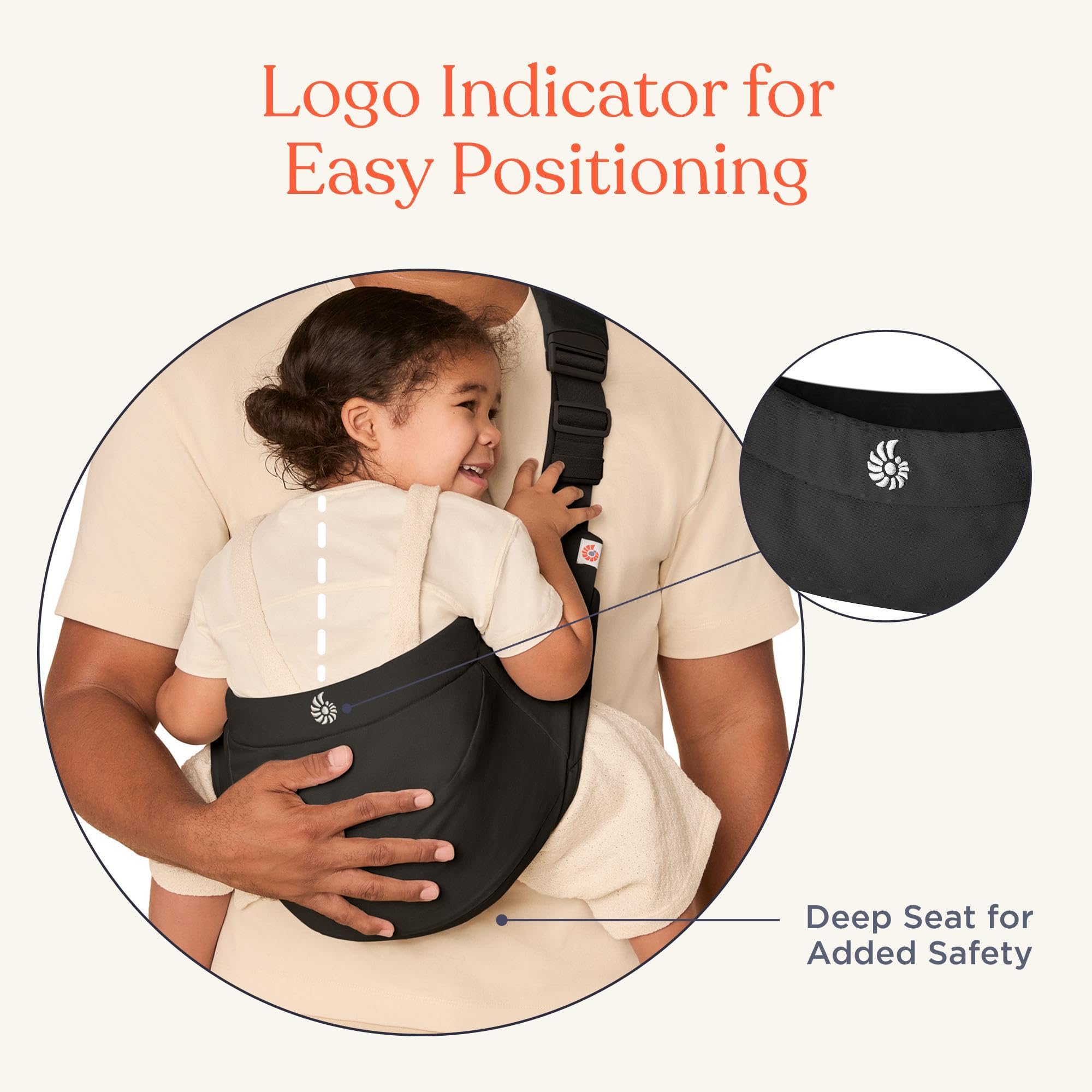 Ergobaby Upsie Sling Baby Hip Carrier, Ergonomic Hip Carrier for Babies and Toddlers from 6 Months (7.7-20.4 kg), Spontaneous Switching Between Walking and Being Carried, Onyx Black — view 4