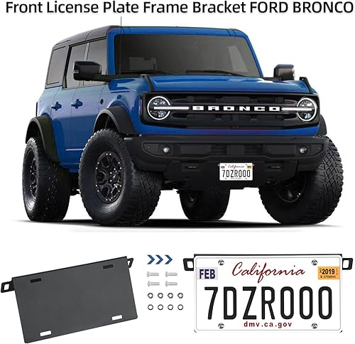 Miniatura 3 de Marco de matrícula frontal para Ford Bronco, soporte de montaje de matrícula de aleación de aluminio para accesorios de matrícula Ford 2021 2022