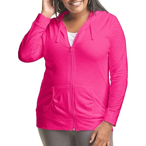 Just My Size Womens Full Zip Slub Hoodie Plus Size