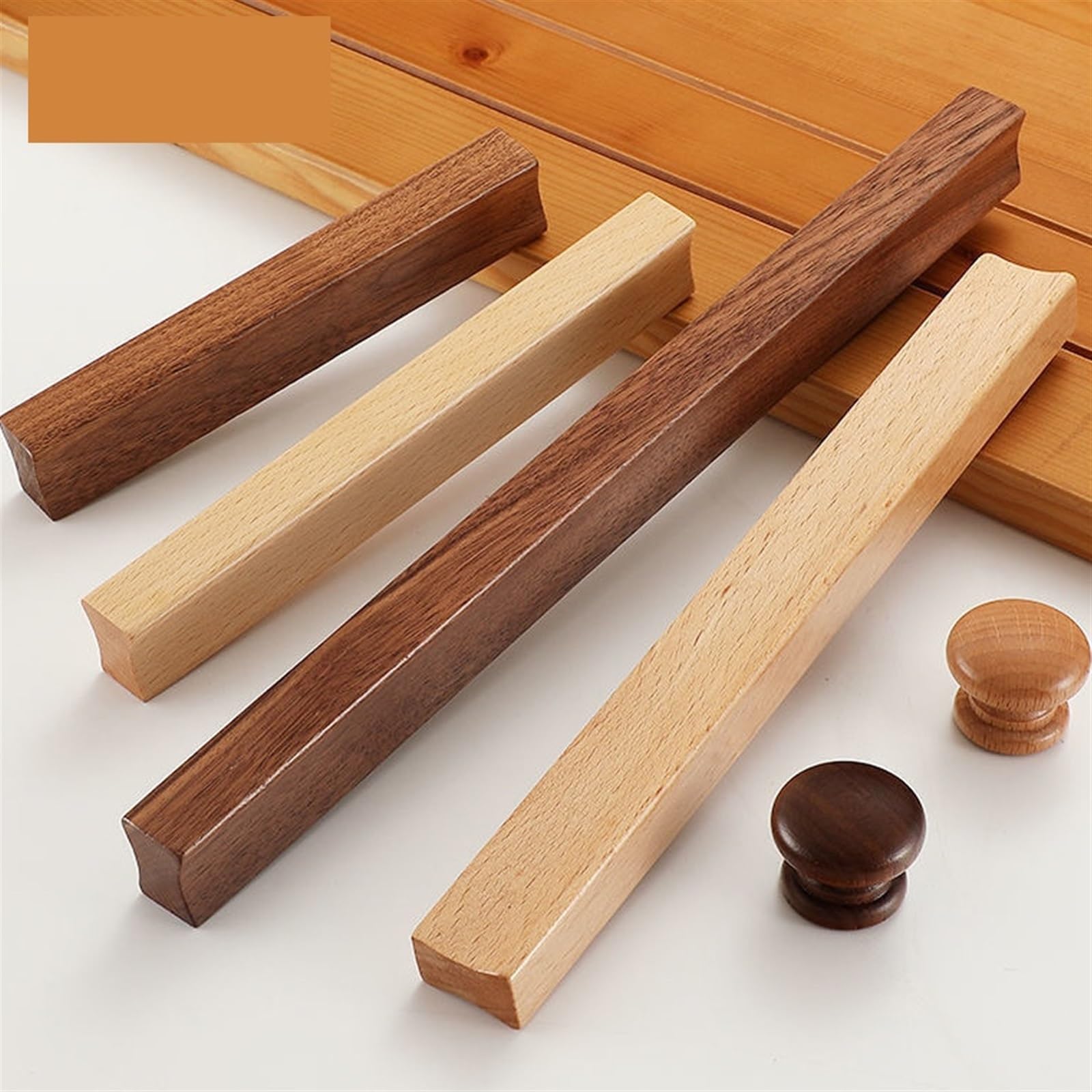 Poignées en bois de noyer 128mm pour meubles et cuisine