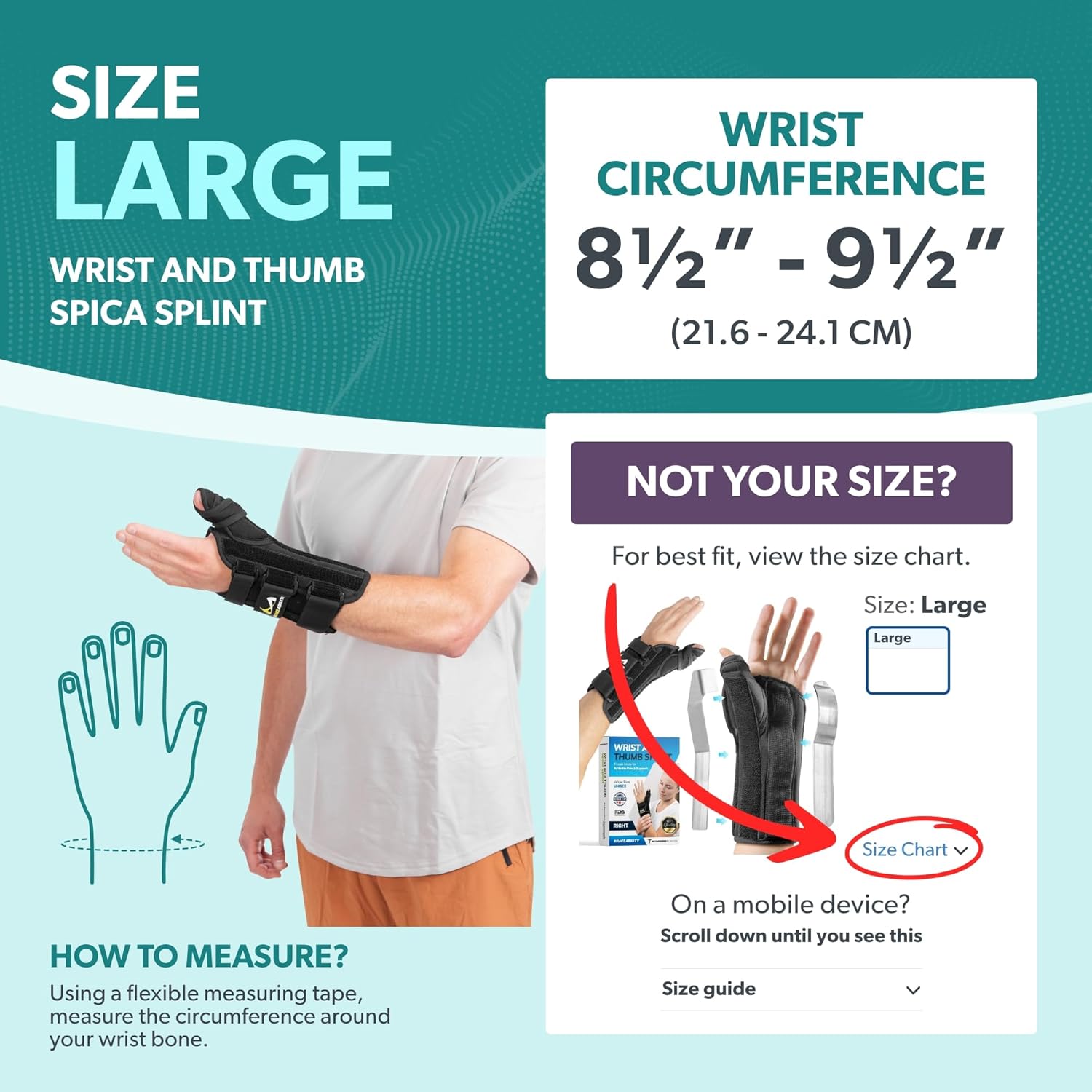 BraceAbility Wrist and Thumb Spica Splint - De Quervain's Tenosynovitis Long Forearm Cast Stabilizer for Tendonitis, Sprains, Thumb Brace for Arthritis Pain and Support - (L Left Hand)