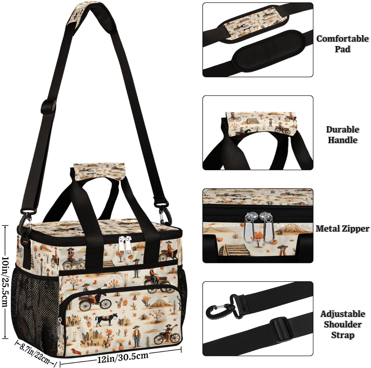Farmland Insulated Picnic Backpack Lunch Box for Women Men Picnic Basket Tote Lunch Bag Picnic Bag Portable Lunch Bags for Picnic, Beach, Work, Trip,Office, Camp Farmers Harvest