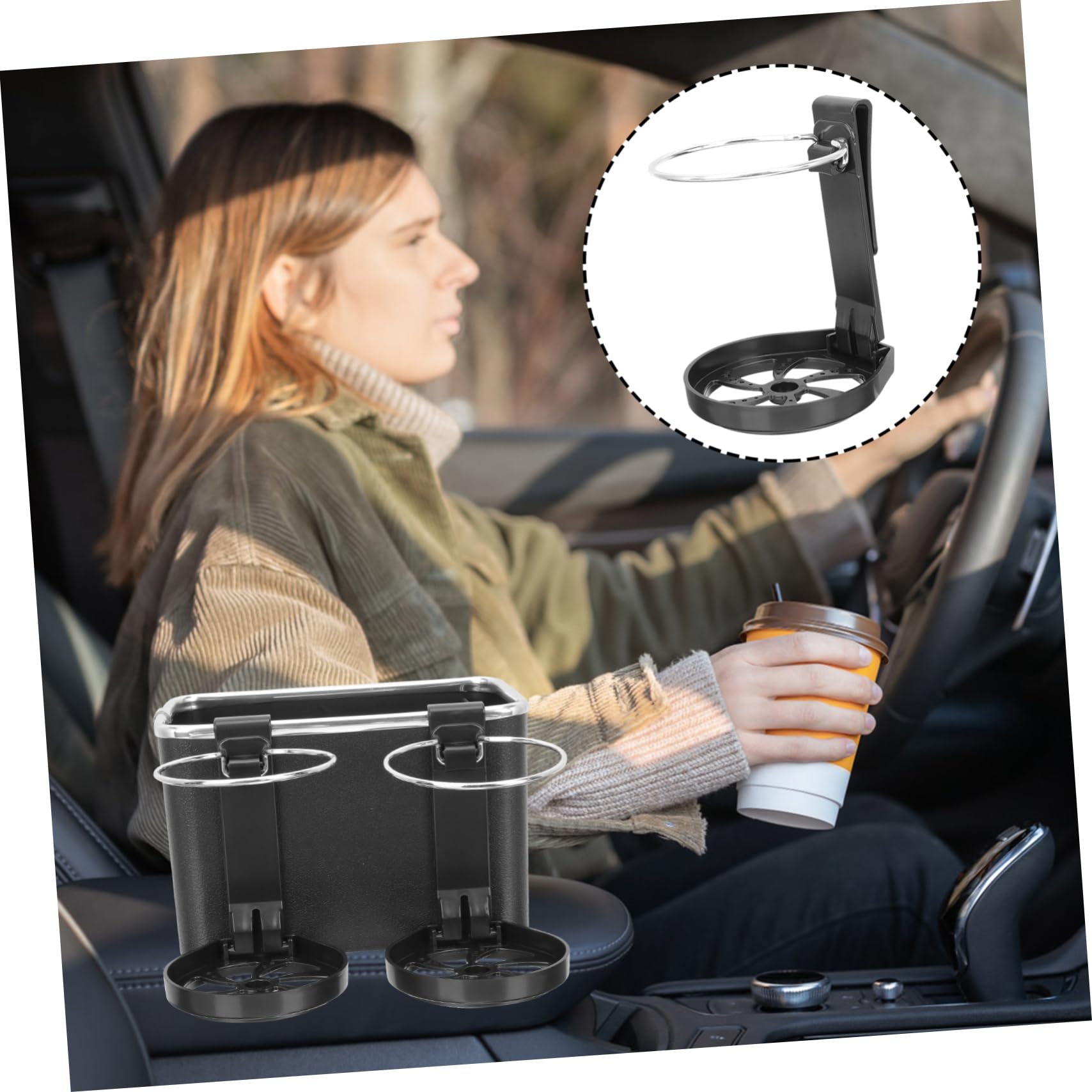 Alipis 4 Ensembles Support De Tasse De Voiture Porte Bouteille Et Porte Gobelet pour Organisateur De Rangement Multifonctionnel Inoxydable Et Accessoire De Voiture Noir 3 Pièces * 4