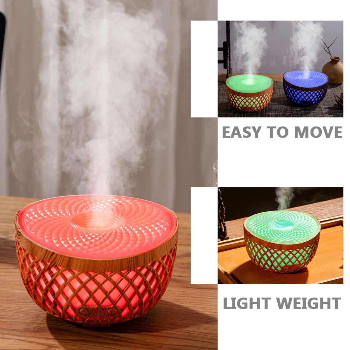 Difusor Inalámbrico de Aceite Perfumado Efecto de Madera Hueca, Humidificador Práctico de 320ml para Escritorio y Accesorio de Habitación Decorativo